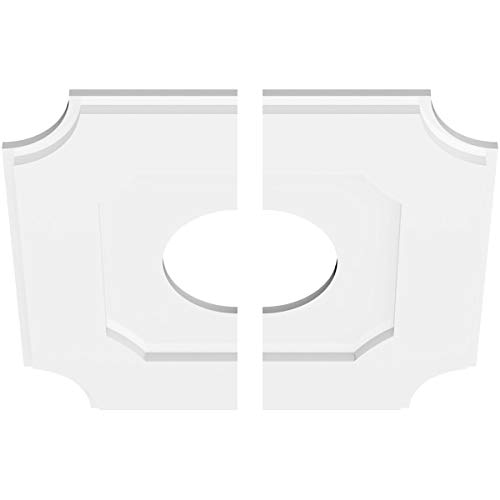 Image of Ekena Millwork CMP18LE2-06000 Locke Architectural Grade PVC Contemporary, Two Piece Urethane Ceiling Medallions 18 inchOD x 6 inchID x 10 3 /4 inchC x 1 inchP