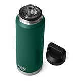 YETI Rambler 46 oz Bottle, Vacuum Insulated, Leakproof, Stainless Steel with Chug Cap, Black Forest Green