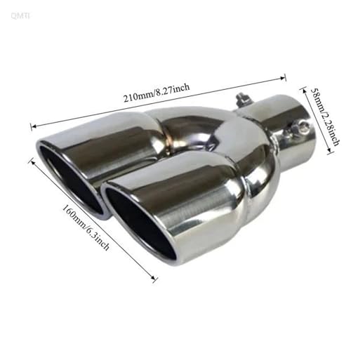 Embout echappement double sortie finition silver chrome pour accessoires auto - 2