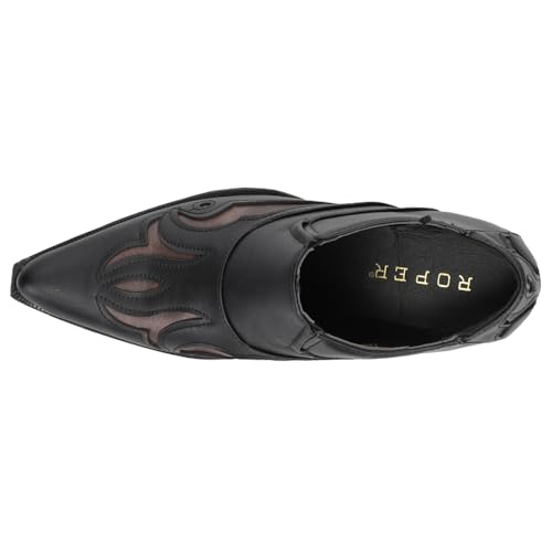 ROPER Womens Sarah Tooled-Inlay Pointed Toe Casual Boots Ankle Mid Heel 2-3" - Black4