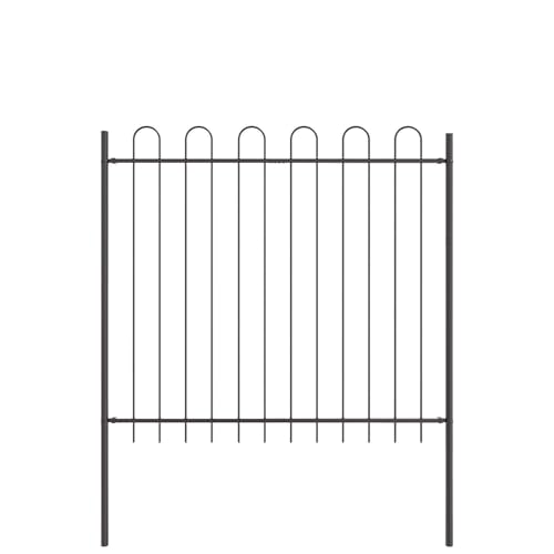 vidaXL Gartenzaun 6 pcs Grau 10,2 x 1,5 m Pulverbeschichteter Stahl, Garten- und Terrassenzaun, robuster Stahl, rechteckige Barriere, dekorative Trennwand, Abgrenzungspanel
