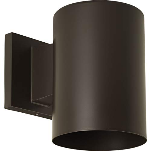 Image of Progress Lighting 5-Inch Cylinder Outdoor Wall Sconce, 1-Light Modern Wall Mount Light, Interior and Exterior Lighting for Home or Porch, Aluminum Construction, Antique Bronze (P5674-20)
