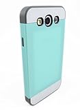Kaleidio (TM) Multi Tone Dual Layer Hybrid Skin Case Cover for Samsung Galaxy S 3 III S3 + Overbrawn Prying Tool - Retail Packaging (Turquoise Blue/Gray)