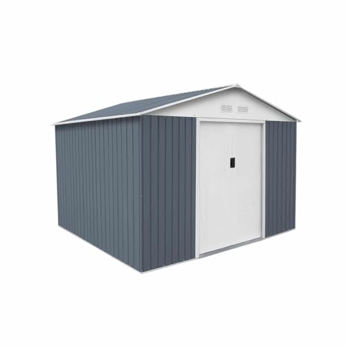 GARDIUN KIS12962 - Caseta Metálica Bristol 7,74 m² Exterior 241x321x205 cm Acero Galvanizado Gris Antracita