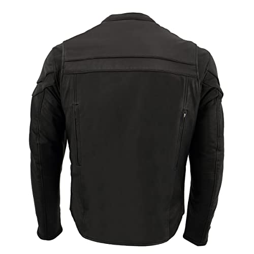 Image of Milwaukee Leather Men's Black Cowhide Quilted Pattern Scooter Style Racing Jacket MLM1545