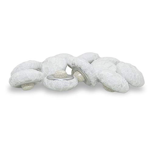 Boutons en tissu dentelle satin blanc 15mm avec dos de tige en métal pour couture créative