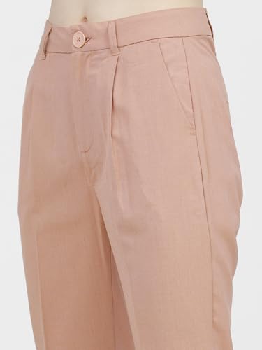 Image of Tokyo Talkies Women's Regular Fit Peg Trousers | Stretchable Trousers| High-Rise