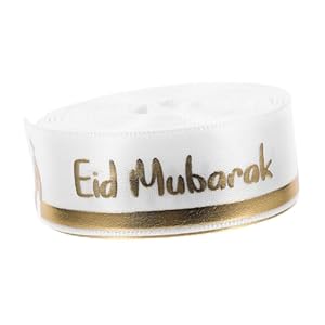 VALICLUD Weißes Eid Mubarak Geschenkband