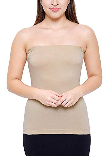 Image of Women's /Girl's Strapless Stretchable Long Bandeau Tube Top Camisole Free Size