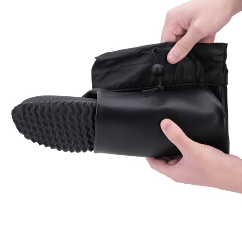 JOMIX Unisex Gummistiefel Damen Herren Faltbar Hoch Regenstiefel Wasserdichte Rutschfest Leicht PVC Stiefel Garten Regenschuhe (YXW2507, Schwarz, 38-39 EU)