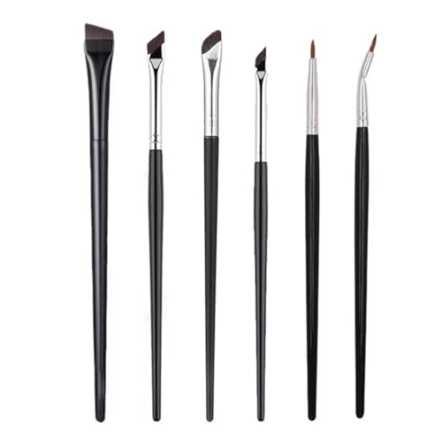 NTRUXZP Juego de 6 brochas para delineador de ojos, brocha de maquillaje para cejas, pincel fino en ángulo, juego de brochas de maquillaje ultrafinas de precisión, brochas de maquillaje ultrafinas