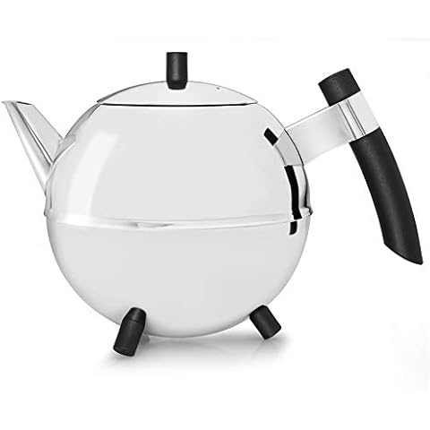doppelwandige 4304Z Teekanne Duet® Meteor Edelstahl glänzend schwarze Beschläge 1,2 ltr Cover