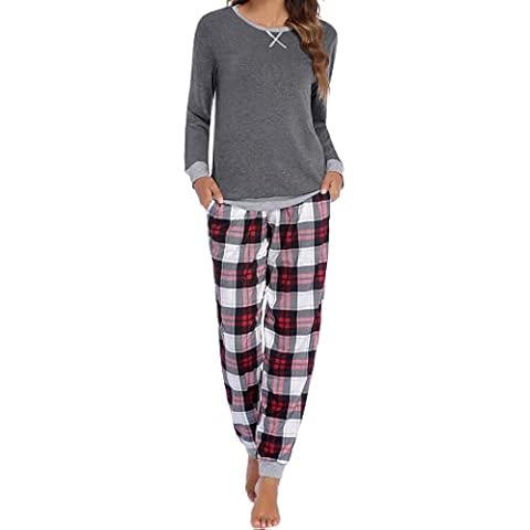 Ekouaer Women's Soft Plaid Pyjamas Set Cover