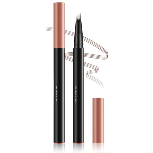 EONFAVE Crayon à sourcils 3D imperméable avec 4 pointes fourchettes, 2024, crayon à sourcils, dessin des poils pour séchage rapide, naturel durable (02 marron clair)