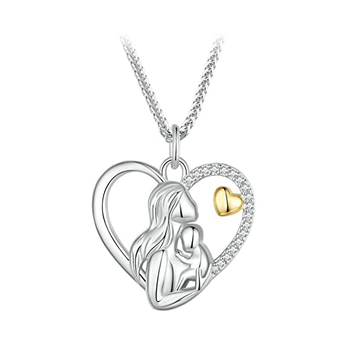 Collier en Argent Sterling double cœur en oxyde de zirconium : le cadeau idéal pour la fête des mères