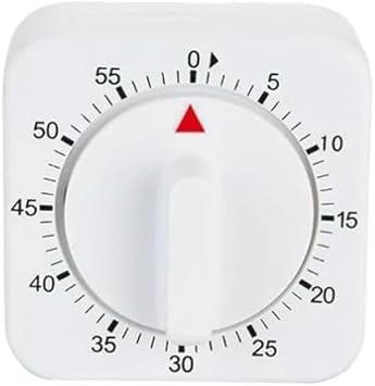 White Timer Clock Square 60-Minute Mechanical Kitchen Timer, No Batteries Required Ideal for Cooking Baking and Kitchen Timer, Wind up Visual Cooking Clock with Loud Alarm, Kitchen Supplies