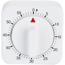 White Timer Clock Square 60-Minute Mechanical Kitchen Timer Wind up Timer Visual Cooking Clock with Loud Alarm No Batteries Required Ideal for Cooking Baking and Kitchen Timers