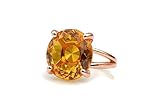 Montatura a griffe Splendido Anello Oro Rosa - Citrino Rotondo 16mm di Oro Rosa 14k - Gioielli di Pietra di Nascita per Ogni Occasione - Scatola Regalo Gratuita
