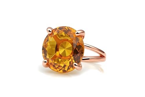Bague en or rose et citrine 16mm pour illuminer vos tenues de soirée