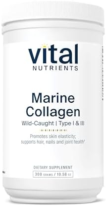 Vital Nutrients Marine Collagen Powder Unflavored | Hair, Skin, Nails, & Joint Support* | Type I & III Collagen Powder Supplement from Wild-Caught Fish | Gluten, Dairy, Soy Free | 300 Grams