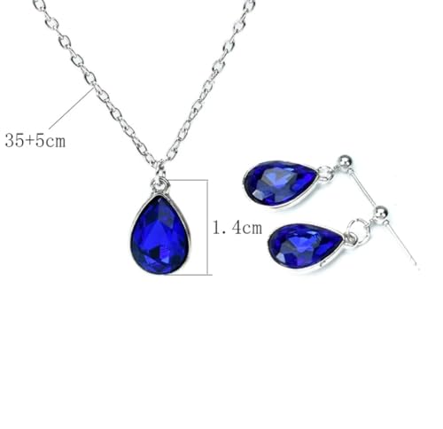 Conjunto Colar Feminino Ponto De Luz Cor Prata Folheados Mais Brinco Cor Azul Esposa Namorada Noiva