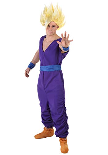 Dragon Ball Z Gohan Adult Super Saiyan Costume with Faux Leather Foot Covers - Officially Licensed Anime Cosplay Kit Large
