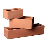 Blumentopf Balkon Rechteckiger Steinzeug Blumentopf mit Abflussloch Sukkulenten Pflanzgefäße Pflanzen Live-Pflanzgefäße Niedliche Büro Küche Wohnkultur für Kollegen Frauen - Set von 3 PflanzküBel AußE