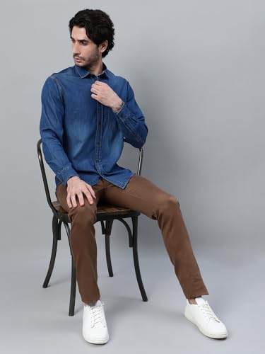 Image of Cantabil Denim Shirt Collar Full Sleeve Regular Fit Casual Shirt for Men with Pocket | Cotton Casual Shirt for Men | Casual Wear Shirts for Men (P MSHC00769A)
