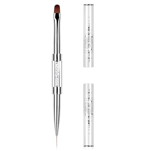1Pcs Dual Ended Hard Gel Nail Brushes for Builder Gel&Polygel Salon-Grade Nail Art Design Tools Nail Brush Professional Nail Art(Rhinestone Handle)