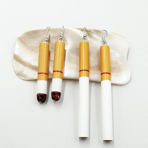 Creative Funny Cigarette Butt Earrings, 2 Pairs Wacky Lifelike Cigarette Earrings Unisex Cool Punk Asymmetrical Dangle Drop Earring Jewelry - Thumbnail 2