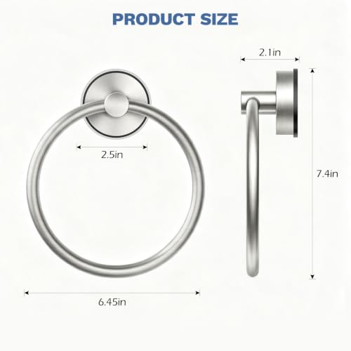 Image of SetSail Suction Cup Towel Holder,Vacuum Towel Ring, Brushed Nickel