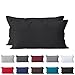 Juego de 2 fundas de almohada de algodón Renforcé | Pack doble de fundas de almohada de aprox. 115 g/m² | Oeko-TEX® Standard 100 fundas de almohada con cremallera | 40 x 80 cm Negro