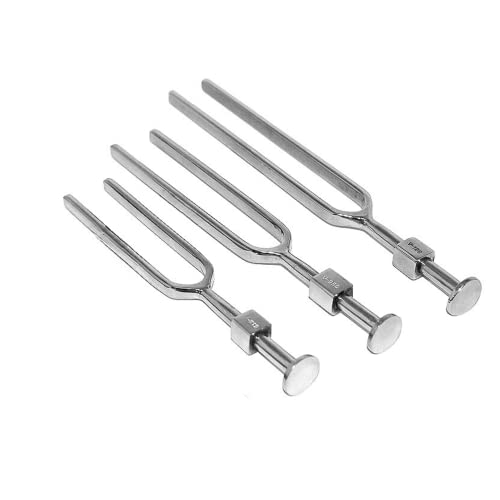 Image of Acoustic Tuning Fork Set of 3 (128, 256, 512 Hz), Rust-Free Tuning Forks with Consistent Frequency Accuracy, for Medical Students