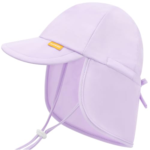 Image of Duoyeree UPF 50+ Baby Sun Hat, Neck Flap Protection for Toddlers | UV shield, stretch nylon spandex, adjustable back drawstring, machine washable, foldable for beach travel, sizes 0-5T