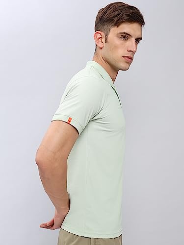 Image of TECHNOSPORT Men's Polyester Slim Fit Self-Design Short Sleeve Polo Matpiq T-Shirt with Anti Microbial, Techno Dry for Regular and Casual Use
