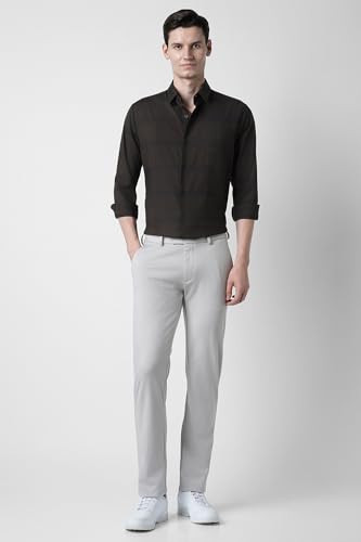 Image of Peter England Men's Classic Wonder Fabric Checkered Slim Fit Formal Shirt | Cotton Rich | Pin Point Oxford