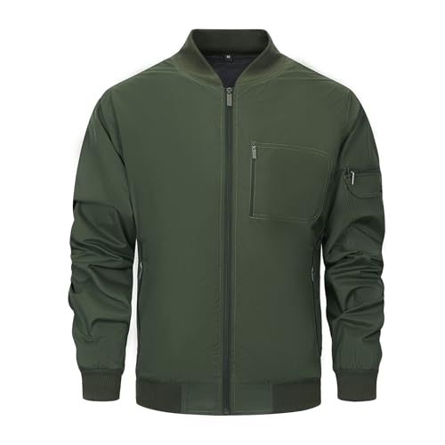 Image of AOTORR Men's Jackets Bomber Lightweight Casual Baseball Sports Work Hiking Jacket Outwear with Zip Pockets
