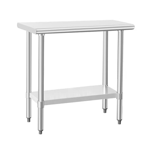 Image of HARDURA Stainless Steel Work Table Commercial 18x36 Inches Kitchen Prep Table and Heavy Duty Commercial Workbench NSF 430 with Undershelf and Galvanized Legs