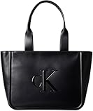 Calvin Klein Bolso Tote Mujer Bold Medium con logotipo, Negro (Black), Talla Única