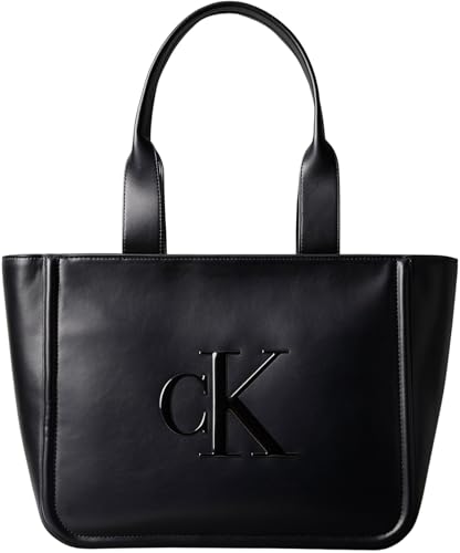 Calvin Klein Bolso Tote Mujer Bold Medium con logotipo, Negro (Black), Talla Única