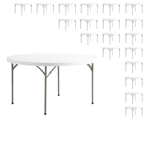 Zedfire 20 Pack, 60' White Plastic Table with Steel...