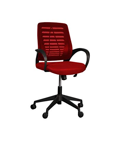 Mahmayi Sleekline 1004 Task Chair Mesh - Swivel Castor Wheel Chair With Padded Breathable Seat and Lift Mechanism For Height Adjustment – (Red)