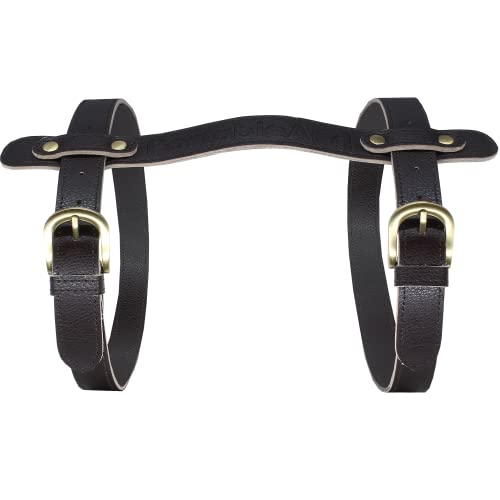 PortableAnd Sangle de transport en cuir véritable pour moto et pique-nique - Cadeau pour les amateurs de moto - Ceinture réglable et résistante - Chocolat foncé