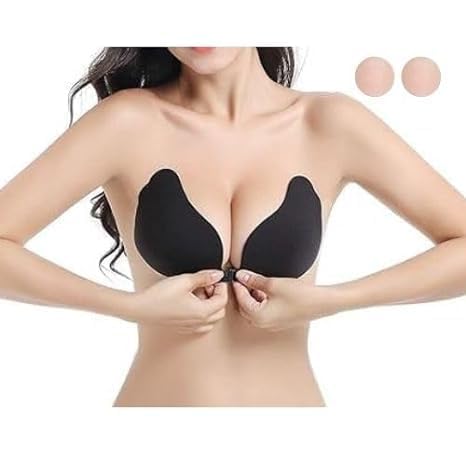Sticky Bras for Women Push up Seamless Bra Sticky Boobs Bralettes for Women Strapless Bras Lift with Nipple Cover Multicolour (Bra & Nipple)-image-31