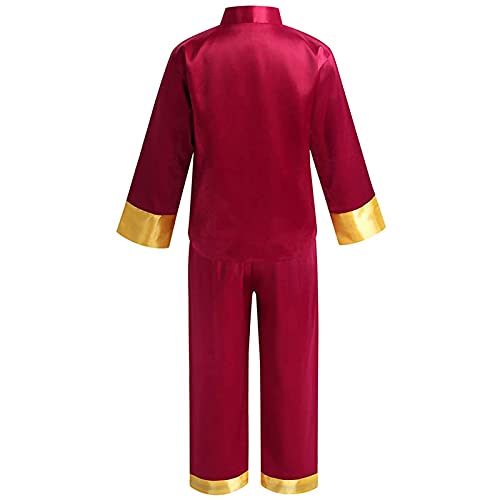 Kkmeter Kids Boys Traditional Chinese Kung Fu Outfit Embroidery Dragon Tang Uniform Martial Arts Suits (8-10, Burgundy) #TOP3