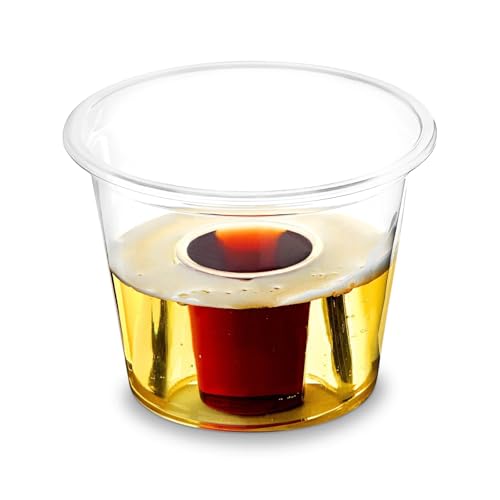 Bomb Cups - 25ml CE Marked clear polypropylene crushable recyclable. Shot cups Bomb Shotz Ideal for Red Bull & Jagermeister (Pack of 50)
