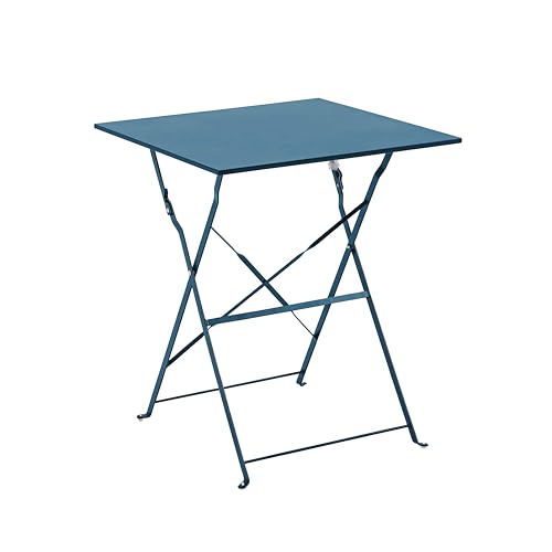 Oviala Table de Jardin Pliante bistrot en Acier 60 cm Bleu Pacific