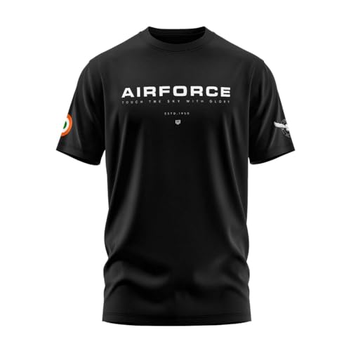 Image of Aero Armour Inidan Airforce Regular Fit Unisex Cotton T-Shirt | Round Neck Half Sleeve Tshirt