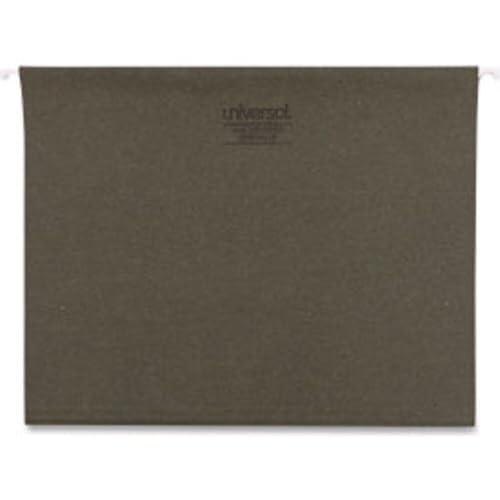 Universal Hanging File Folders, Letter Size, 1/5-Cut Tabs, Standard Green, 25/Box