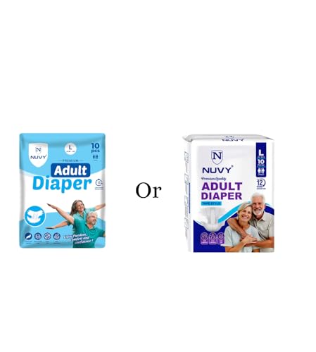 Image of Adult Diaper Tape L (Waist Size -34 inch to 58 inch) 10 Units, 12Hours Leak Proof Protection, Odour Free